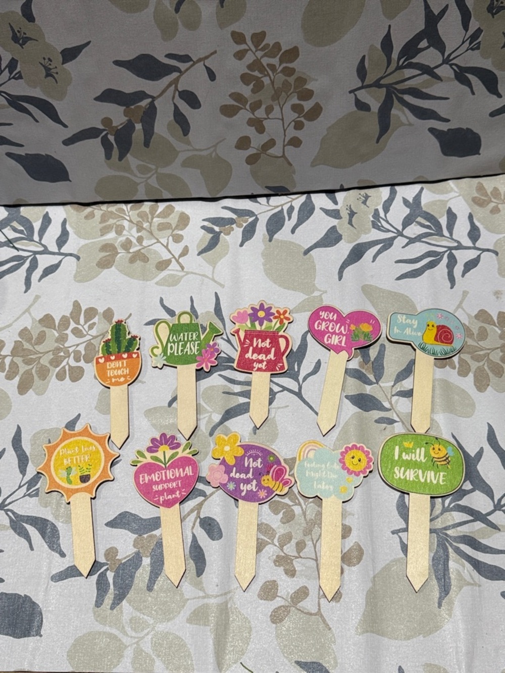 Assorted Plant Stakes - Green, Pink, Yellow, Orange - Decorative Garden Markers
